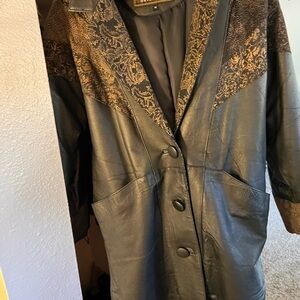 Vintage International Outerwear Leather Trench Coat